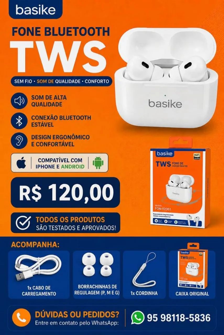 Fone de ouvido bluetooth 