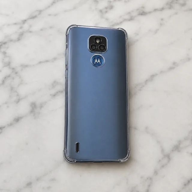 Moto E7 Plus Azul + Caixa + Capa - Conservado