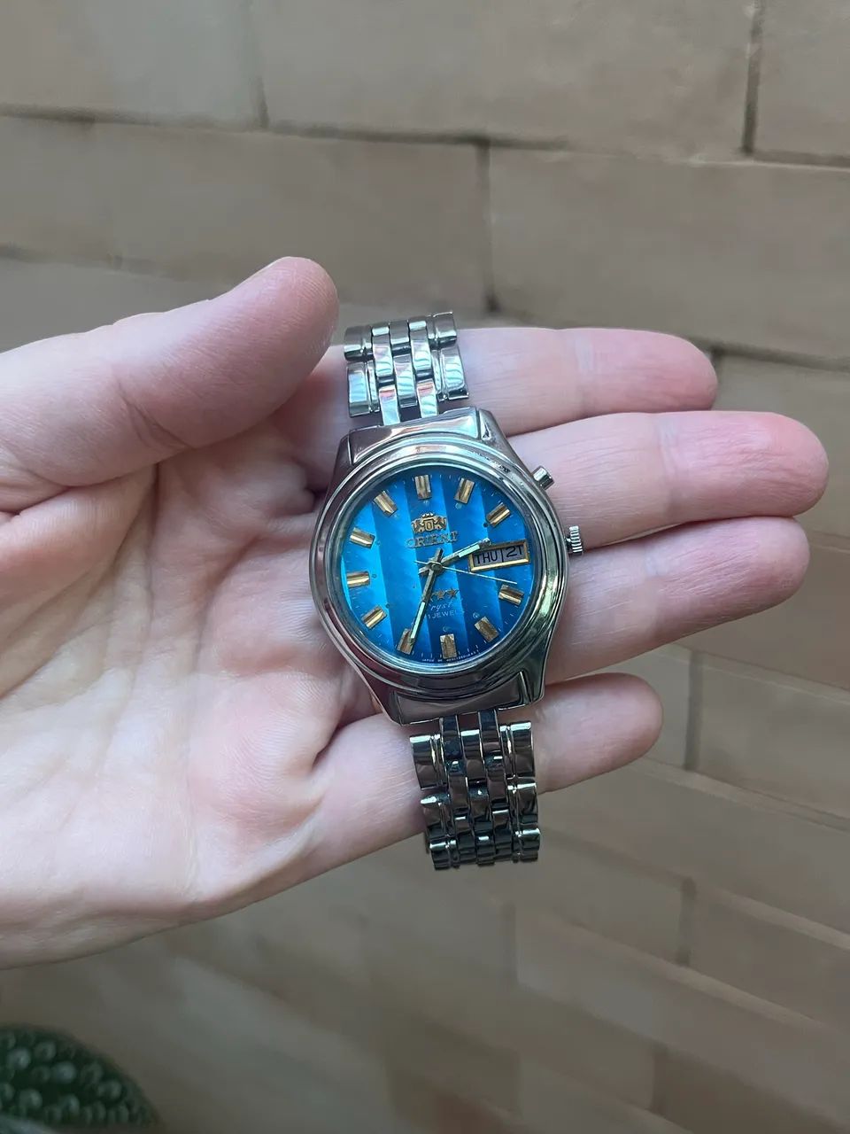 Relógio Orient Automático Mostrador azul 