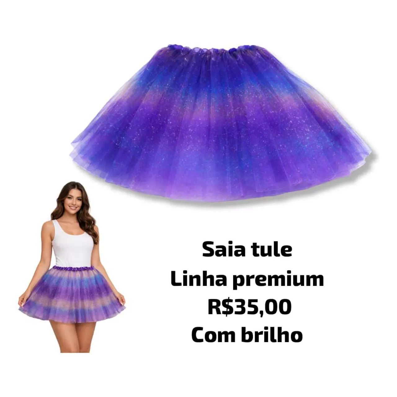 Saia de tule detalhe em brilhos - Foto 2