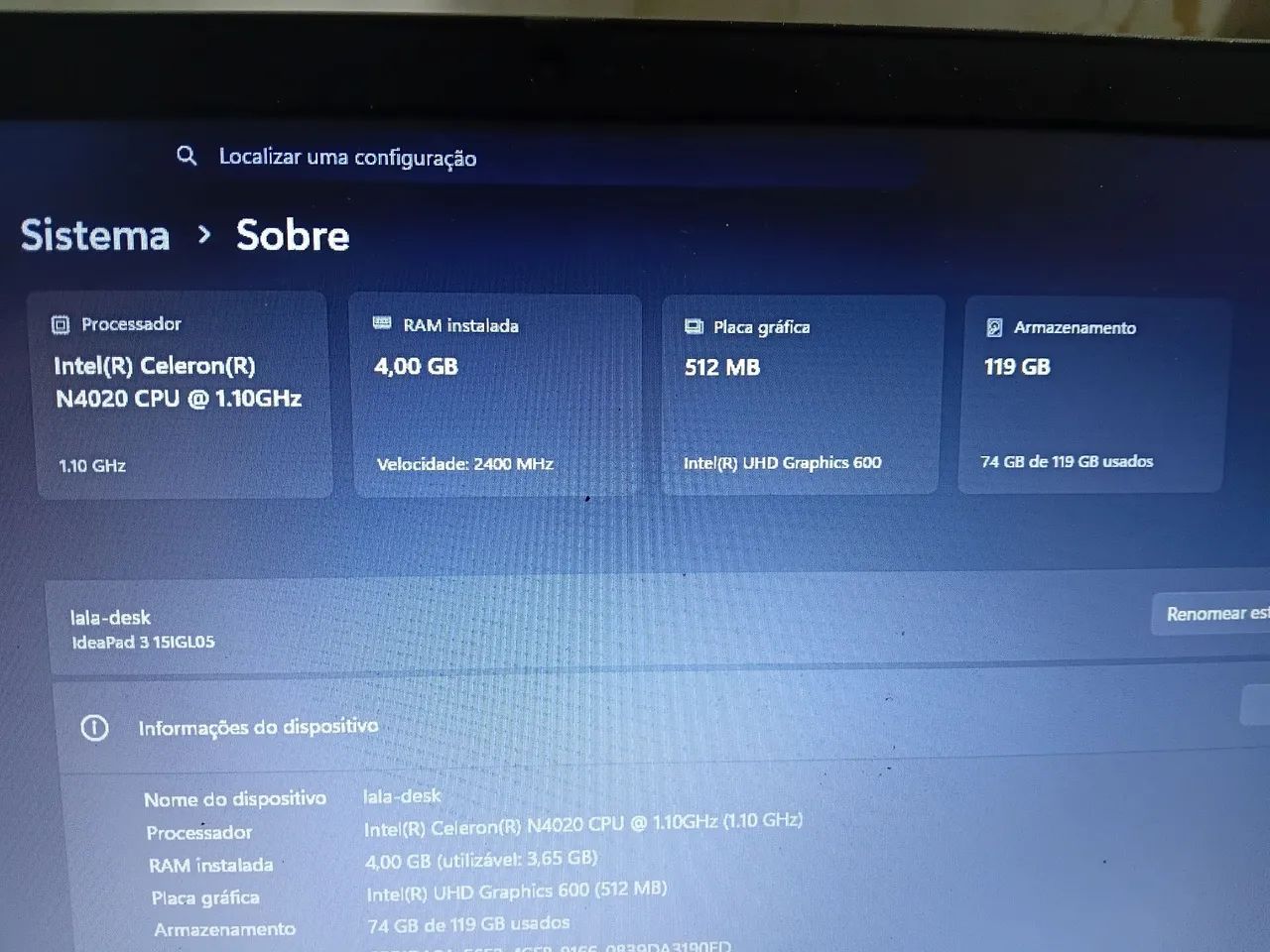 NOTEBOOK LENOVO IDEAPAD 3 À VENDA - Foto 5
