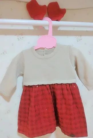 Saída De Maternidade Vestido Tricô vermelho  - Foto 6