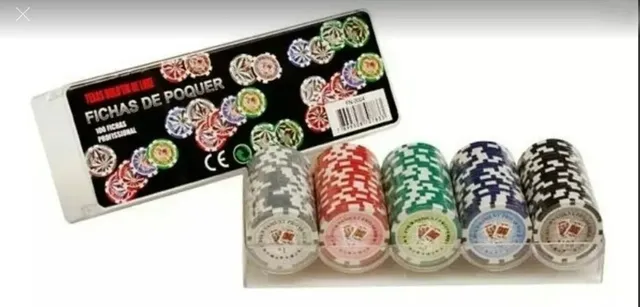 Jogo de fichas para poker 100 fichas plastico na lata 02 jogos de