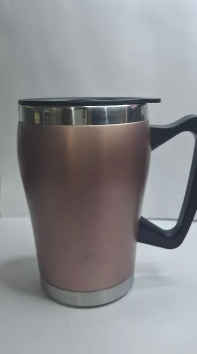 Caneca C/ Tampa 350ml em Aço Inox - Rosa (NOVO) - Foto 4