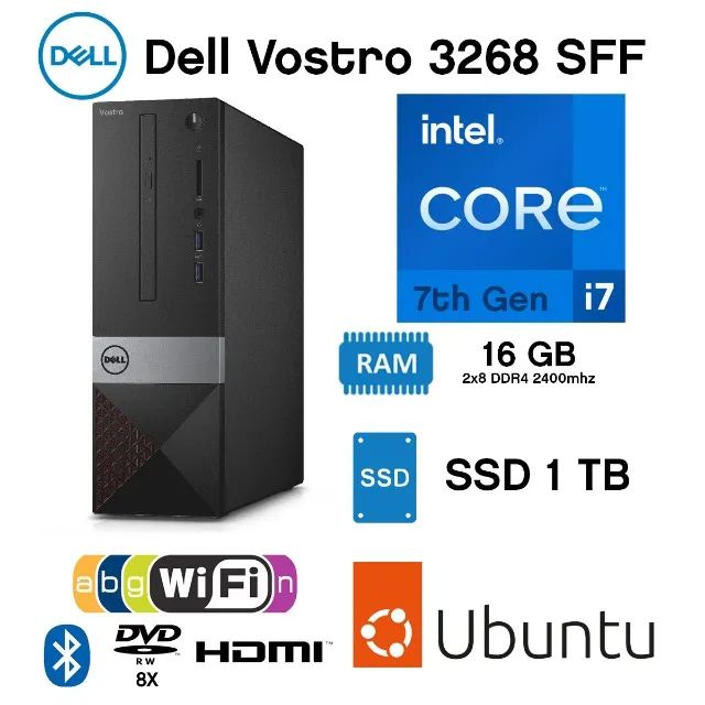 Cpu Dell Vostro 3268 I7-7700, 16gb Ram, Ssd 512 Gb, Wifi+bt