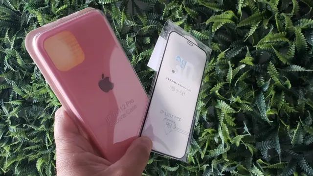 Capinha Silicone iPhone 12 Pro Max Rosa Claro + Película 3D - Foto 4