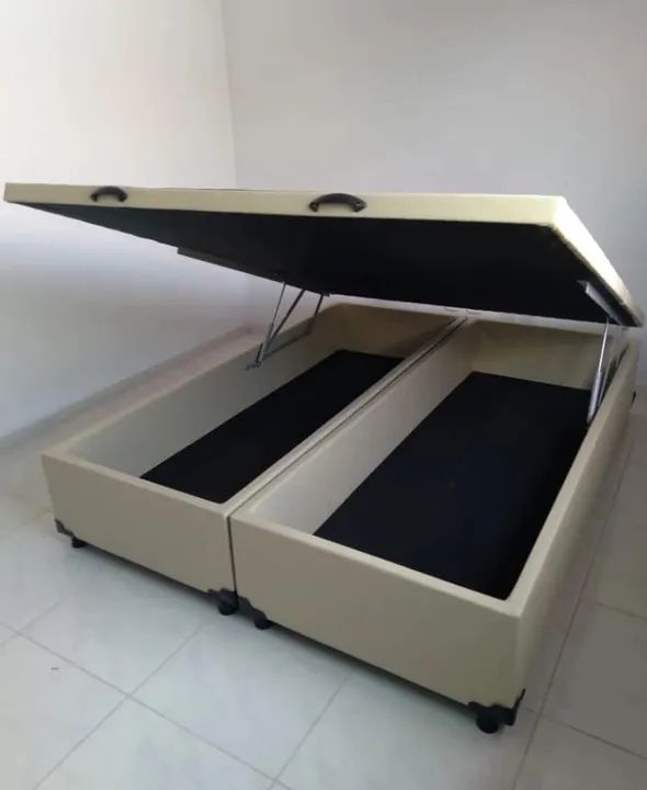 Box baú Queen bege 
