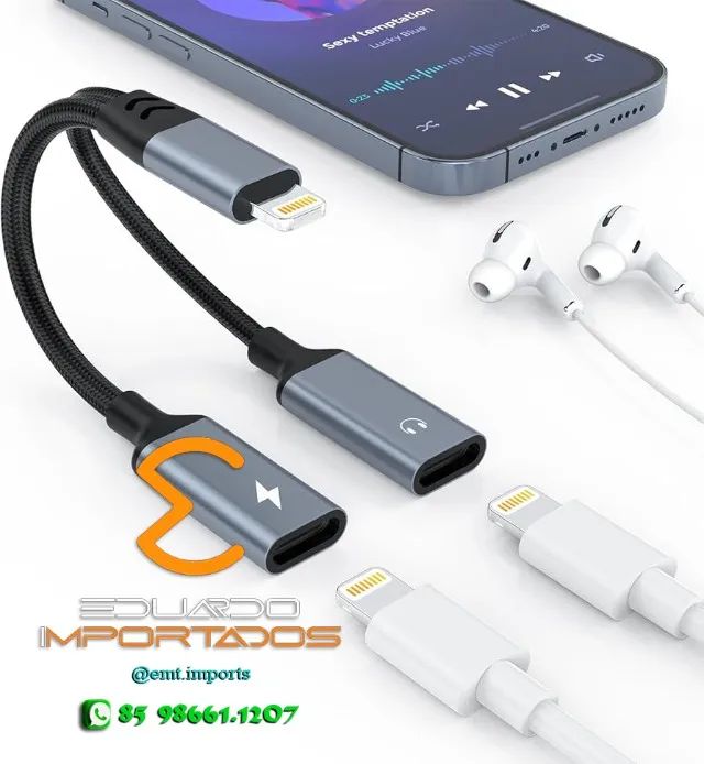 Cabo Adaptador Lightning Macho X 2 Femeas Lightning CBA20 - Foto 3