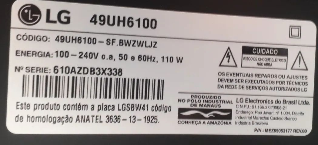 LG 49UH6100 Fonte e Sinal (preços na descrição)