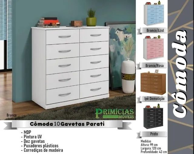 cômodas 10 gavetas parati