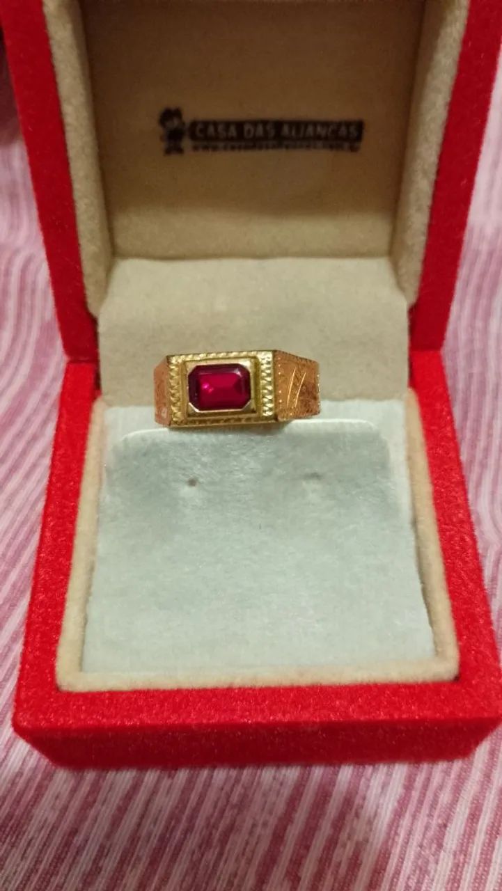 Anel de Ouro com Pedra Rubi - Foto 2