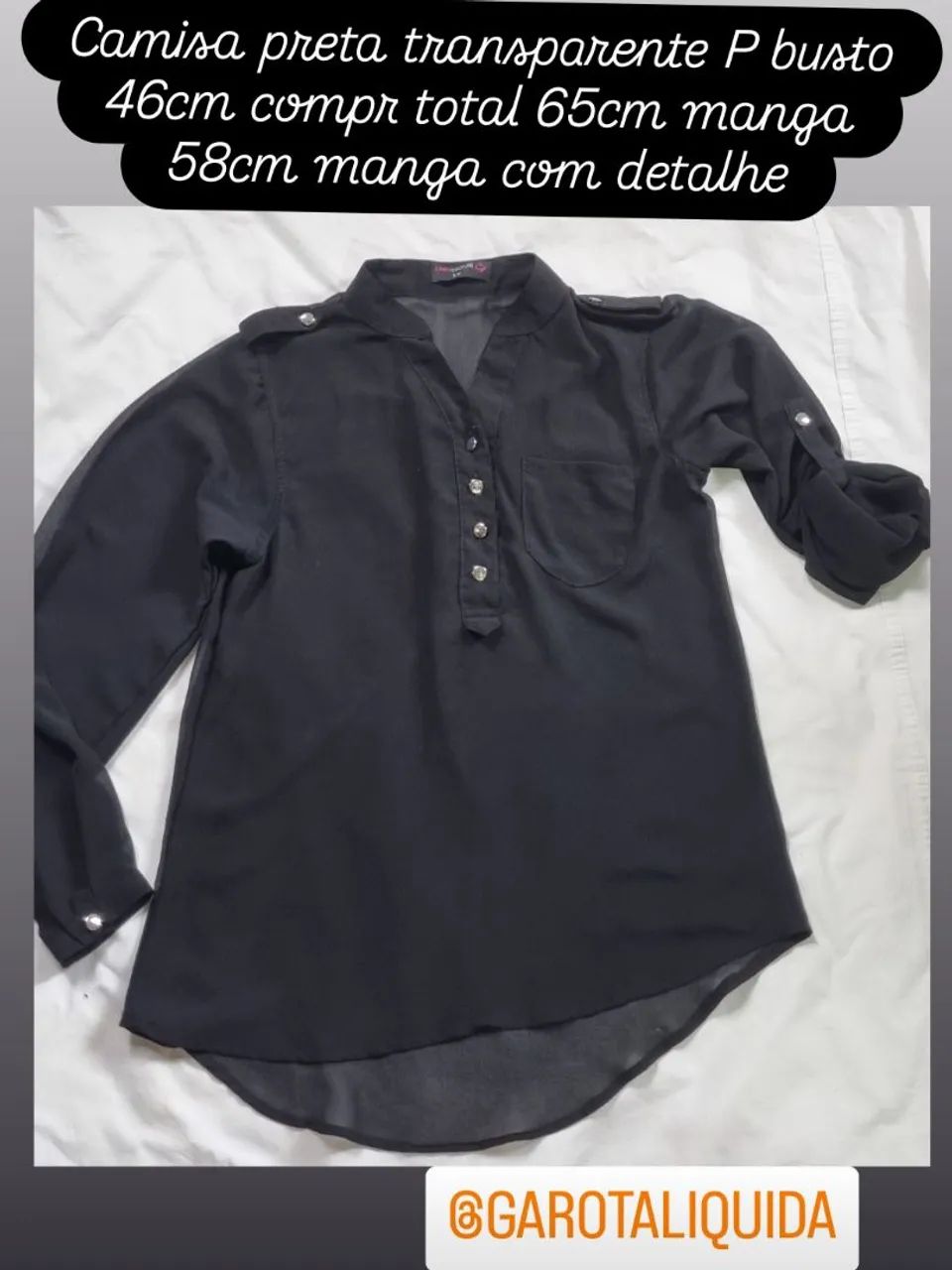 Camisa preta p transparente