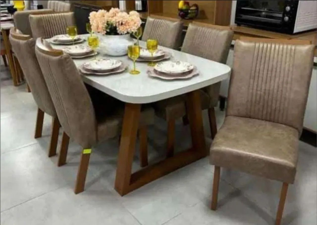Mesa de jantar Leroy com 6 cadeiras 180x90
