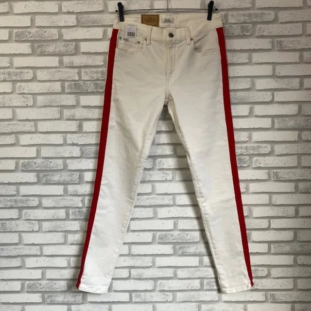 Calça Polo Ralph Lauren Skinny Jeans Branca com Vermelho Tamanho 40