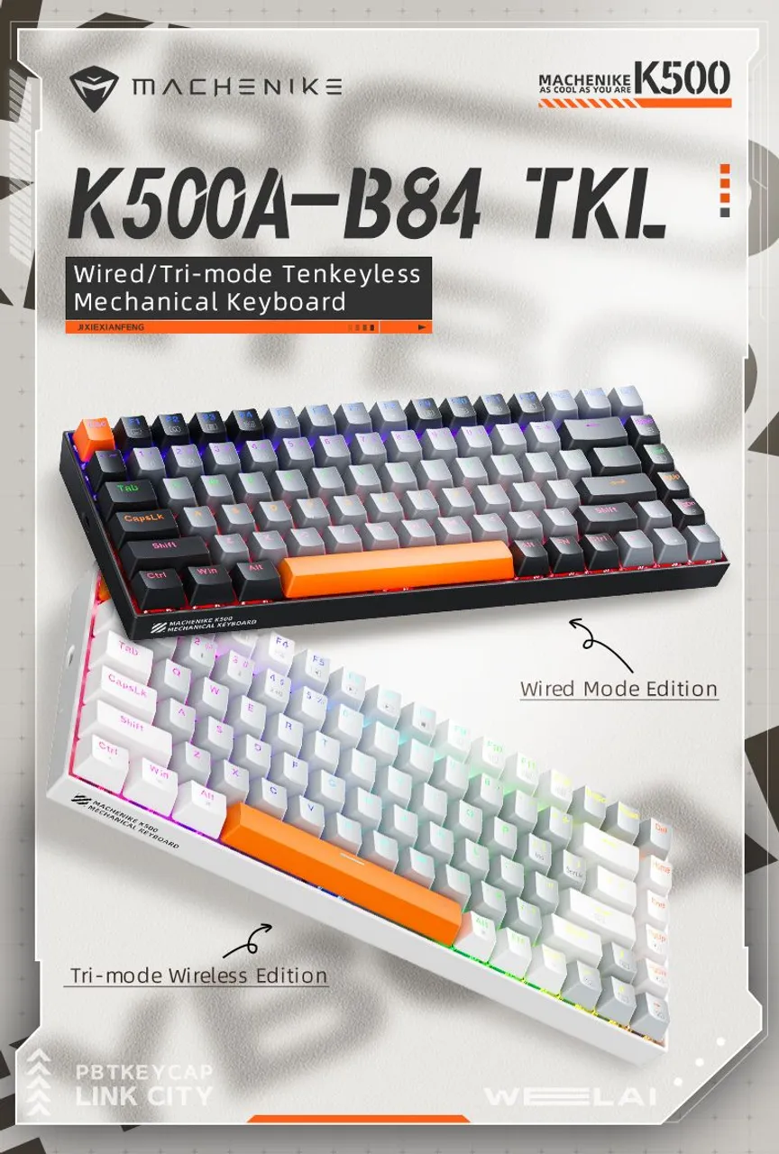 Teclado Mecânico MACHENIKE K500A-B84 TKL Switch brown - NOVO