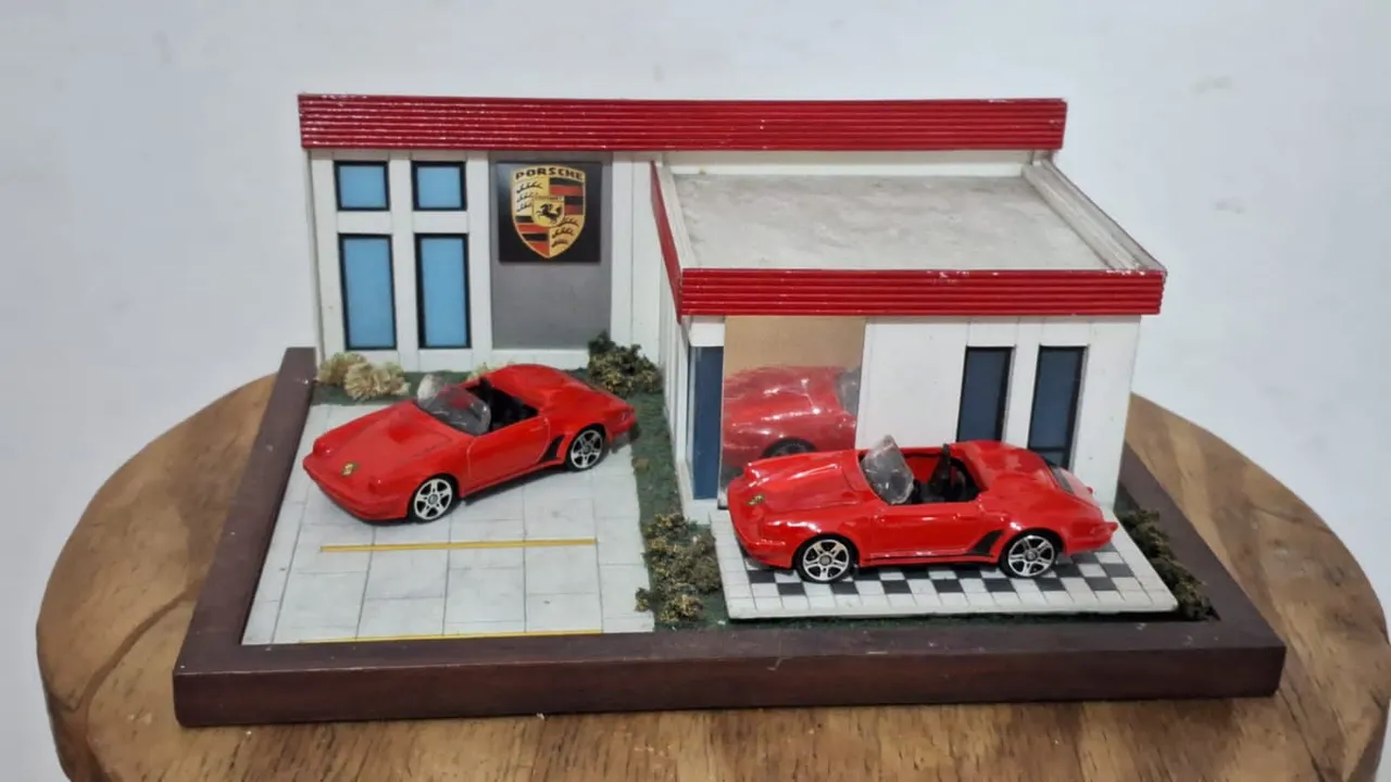 Raridade Diorama Garagem Porsche com 2