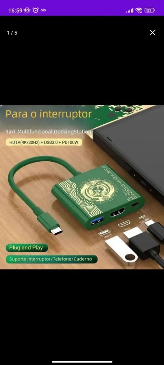 Docking Station 3 em 1 para Nintendo Switch - Foto 2