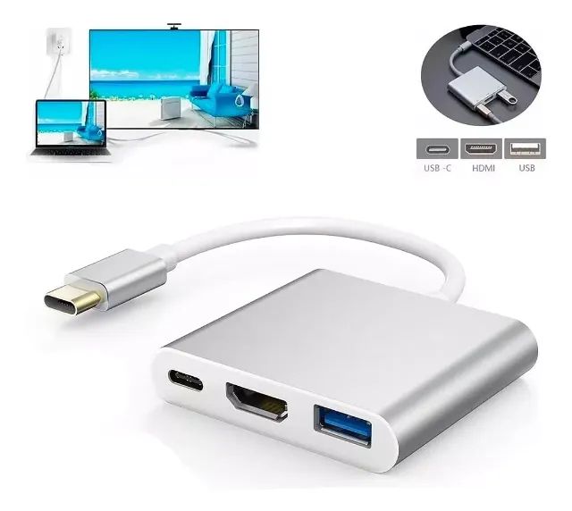 Adaptador tipo-c para hdmi + usb 3.0 + usb c Resolução 4k - Foto 4
