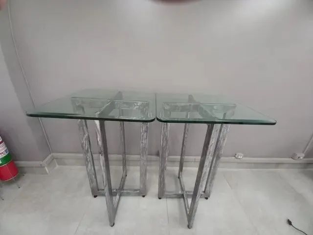 Bistrô Bar 1,15mx70cm Aço Escovado e Vidro 20mm - Foto 2