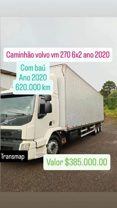 Caminhão Volvo VM 270 6x2 2020 com baú