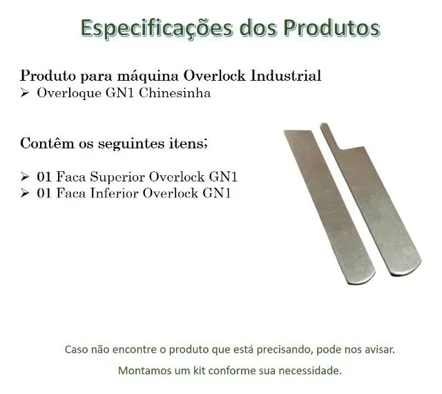 Faca Superior Inferior Máquina Overlock Chinesinha Gn1 - Foto 3