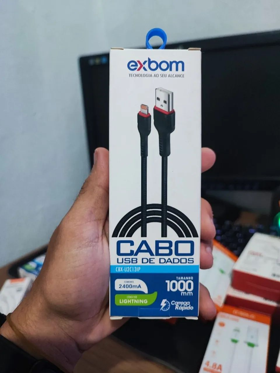 Cabo para iPhone, USB, transferência de Dados Lightning Exbom 1000mm