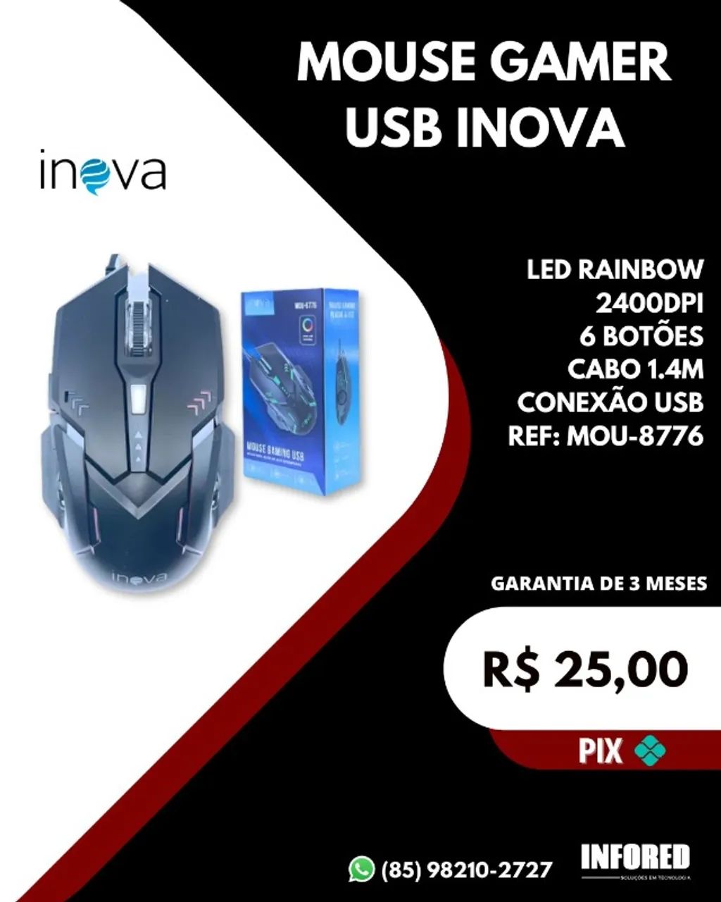 Mouse gamer USB Inova MOU-8776