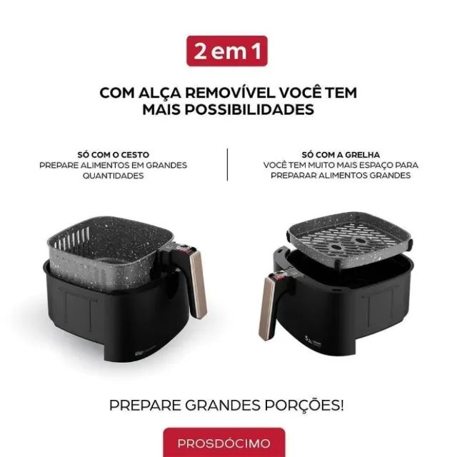 Fritadeira Air Fryer Elétrica Wap 5,2 Litros Grand Family - NOVA - Foto 3