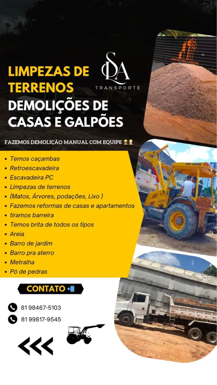 LIMPEZAS DE TERRENOS E DEMOLIÇÕES