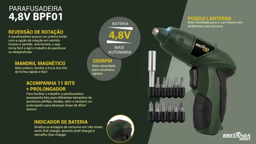 Britania Parafusadeira 4 8V Bivolt