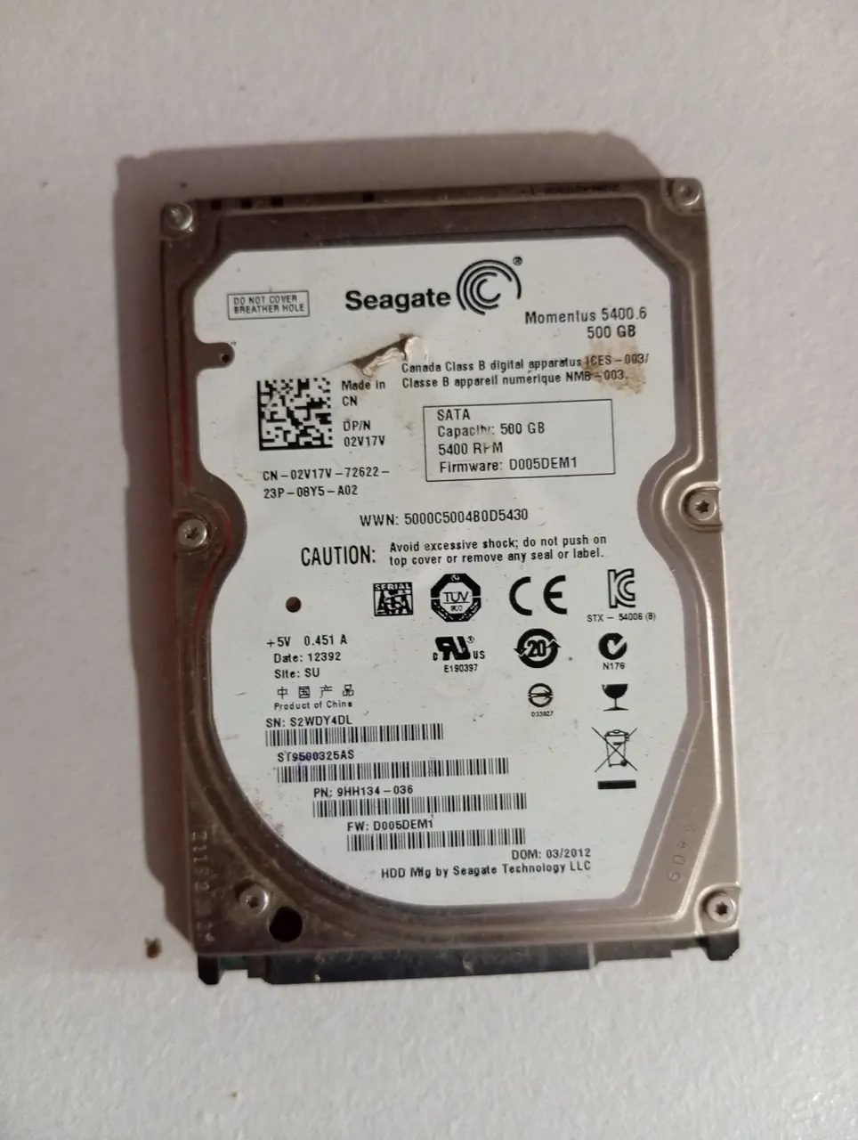 HD Seagate Momentus 5400.6 500GB