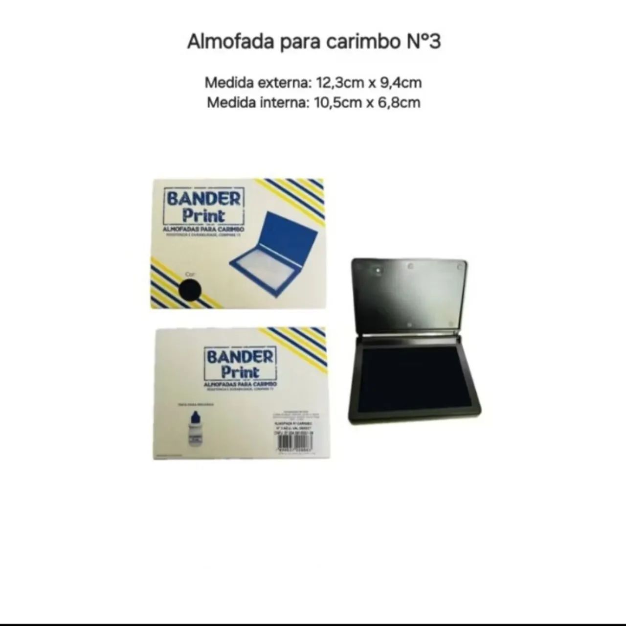 Almofada para Carimbo - Carimbeira N°3 Média Com Tinta Preta