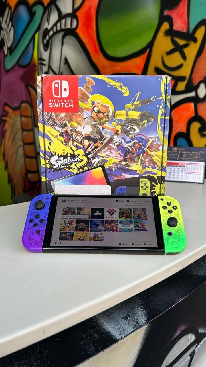 Nintendo Switch Edição Splatoon d35bl0qu34d0 256GB