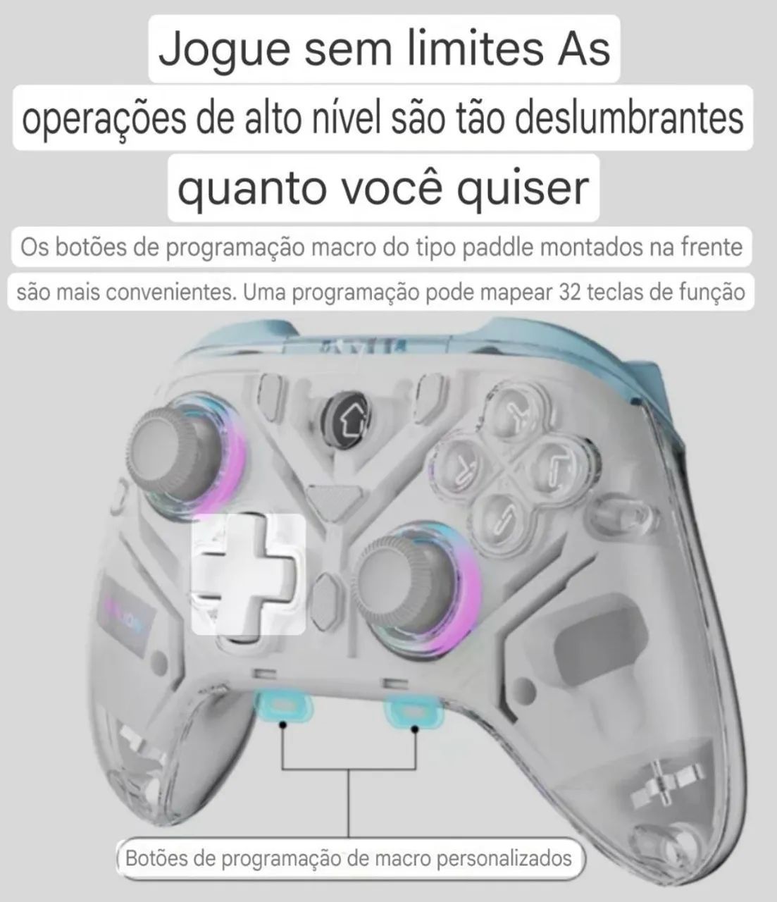 Controle Sem Fio Aolion Al-k10 K10 Rgb Wireless Led Joystick Hall Effect Eva-01  - Foto 4