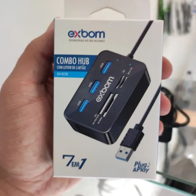 Hub USB com leitor de cartão de memória - Novo - Foto 3