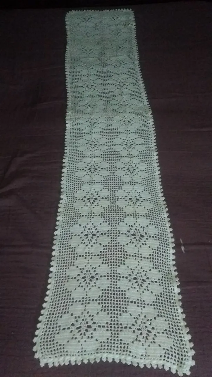 Caminho de mesa de crochê artesanal | Vintage | Cor Crú