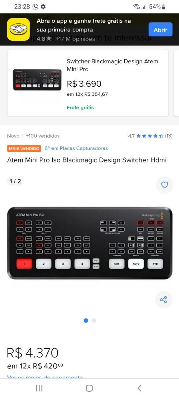 ATEM Mini BLACK MAGIC...Mixer de Vídeo ao Vivo .NOVO SEM USO .. - Foto 5