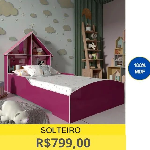 CAMA INFANTIL CASINHA A PRONTA-ENTREGA 