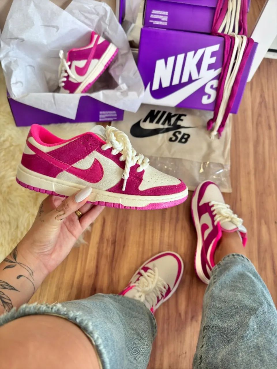 Tênis Nike SB Dunk Rosa Feminino Linha Luxo 