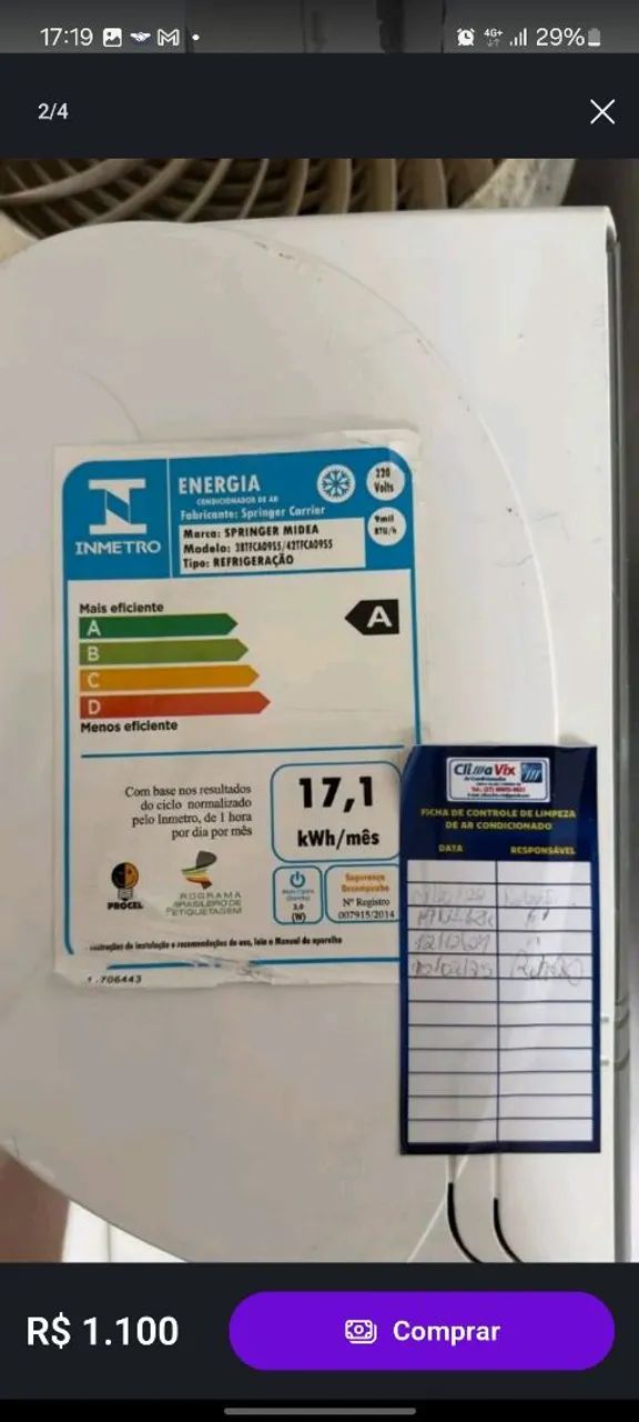 Ar-condicionado Split Springer Midea 9.000 BTUs 220V Gelando muito (somente retirada) - Foto 4