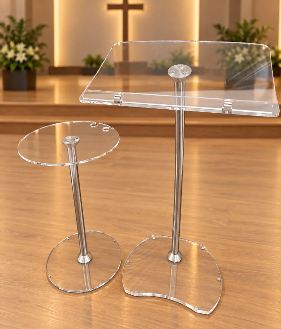 PULPITO ACRILICO INOX ESTILO HILSONG