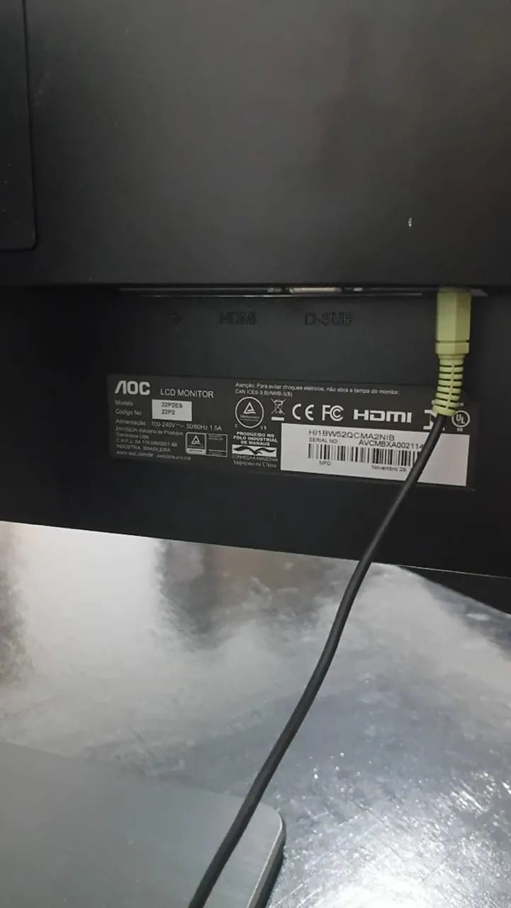 Monitor AOC 22 Polegadas HDMI e VGA - Modelo 22P2ES - Foto 3