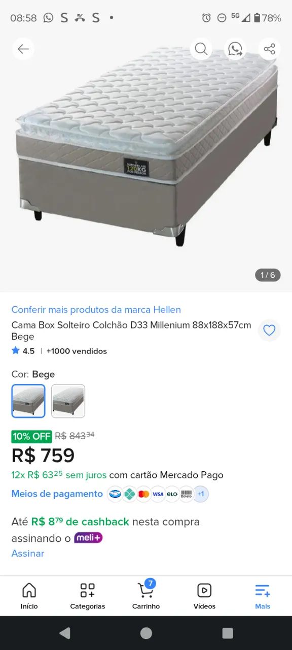 Cama solteiro box + colchão novo - Foto 5