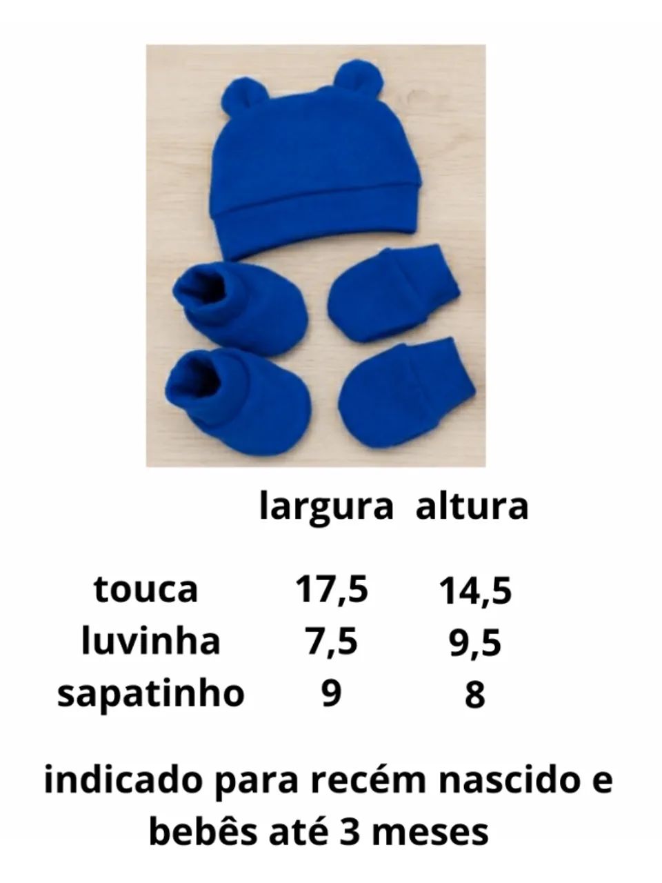 KIT COM 3 CONJUNTOS RECÉM NASCIDO 0 À 3 MESES COM 3 TOUCAS TED + 3 LUVINHAS + 3 SAPATINHOS - Foto 6