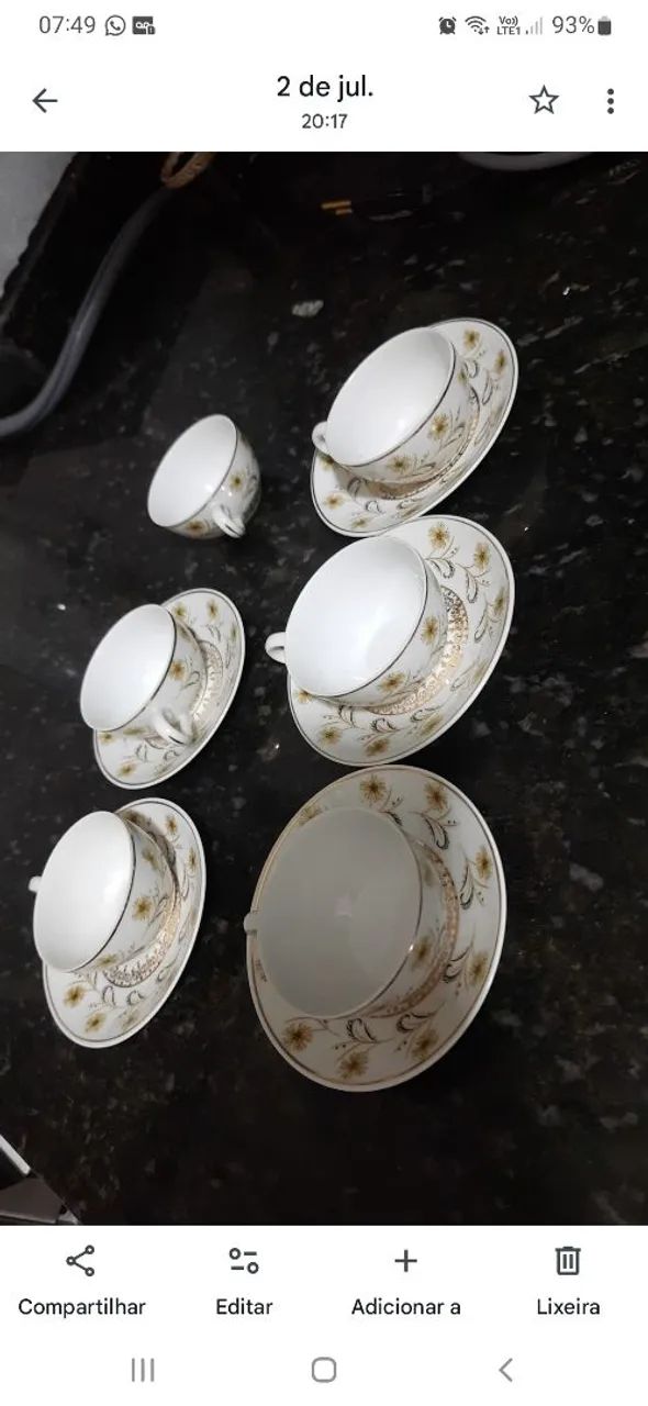 6 xicaras e 5 pires de café porcelanas schmidt - Foto 2