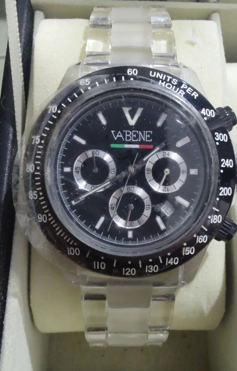 Relógio vabene pulseira transparente 