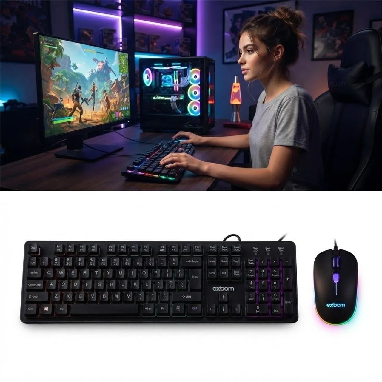 KIT TECLADO E MOUSE GAMER RGB/LED - Foto 3