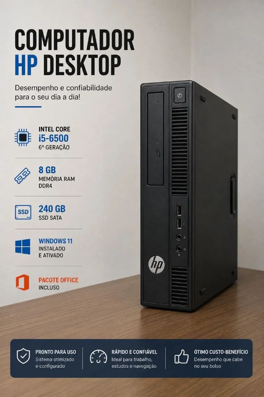 Computador HP para Escritório ou Estudos