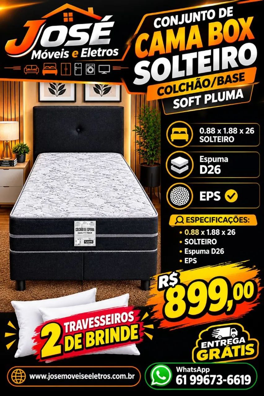 CAMA BOX SOLTEIRO - JOSE MOVEIS 