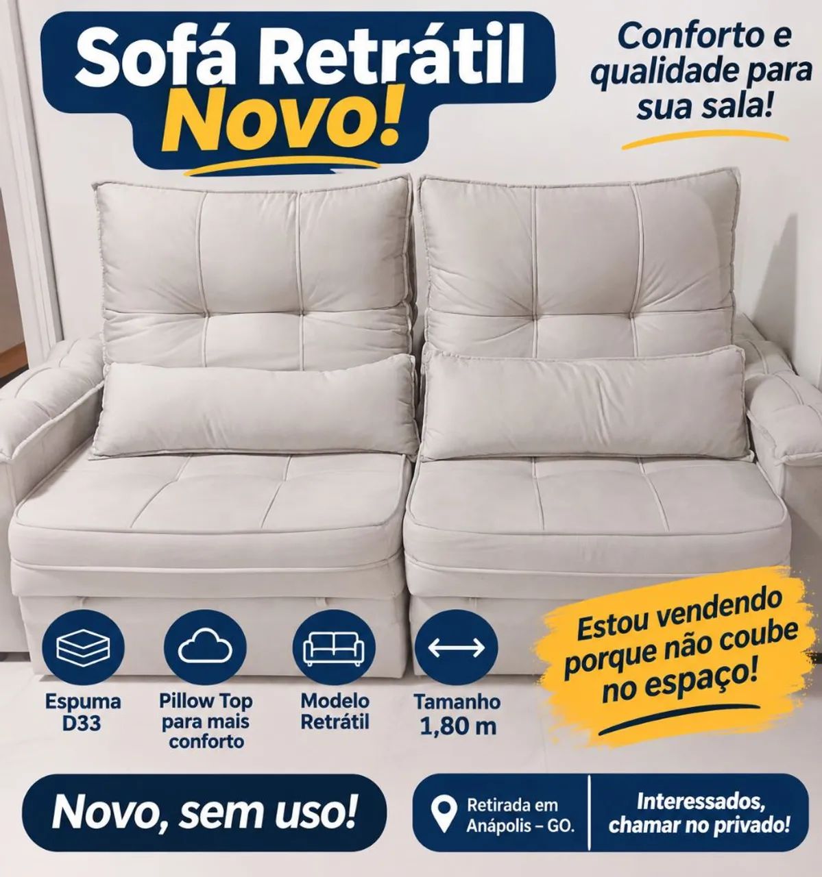 SOFA RETRATIL NOVO